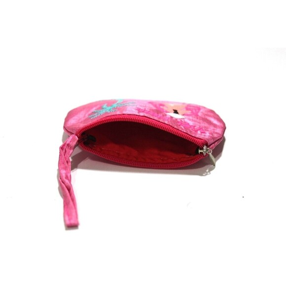 Satin Coin Purse Jewelry Organizer Small Embroidered Viet Nam Woman's 5" x 4" - Picture 3 of 3